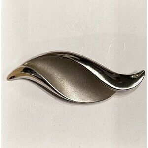 Vintage Crown Trifari Silvertone Brooch | Abstract Wave Design Pin